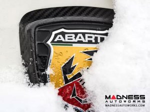 FIAT 500 ABARTH Rear Emblem Trim - Carbon Fiber - Red Stripes